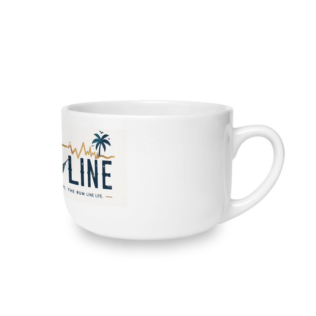 Rum Line 25oz Ceramic Latte Mug — Tropical Palm & Hammock Coffee Cup