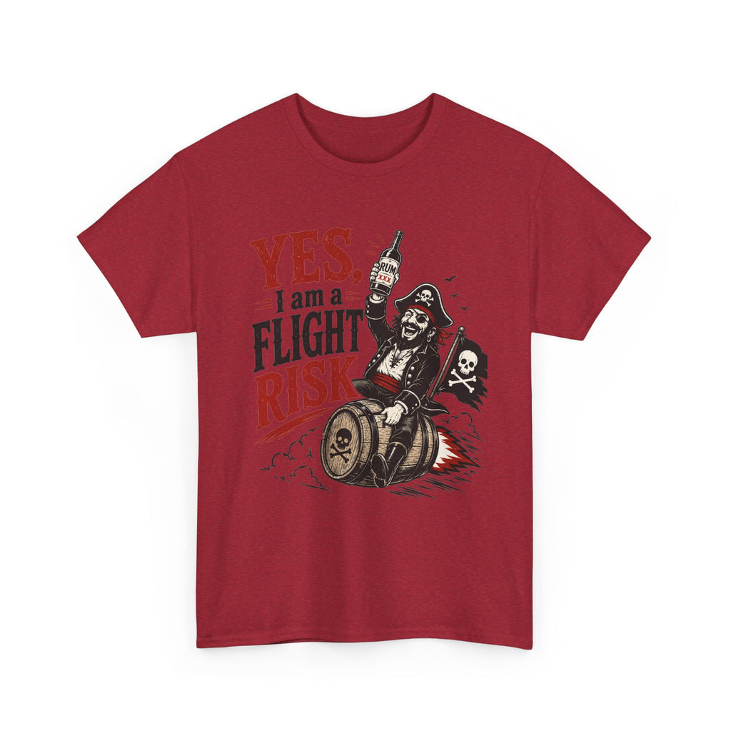 Yes I Am A Flight Risk tee Shirt | Skull Pirate on Barrel, Rebel Biker Tee Shirt