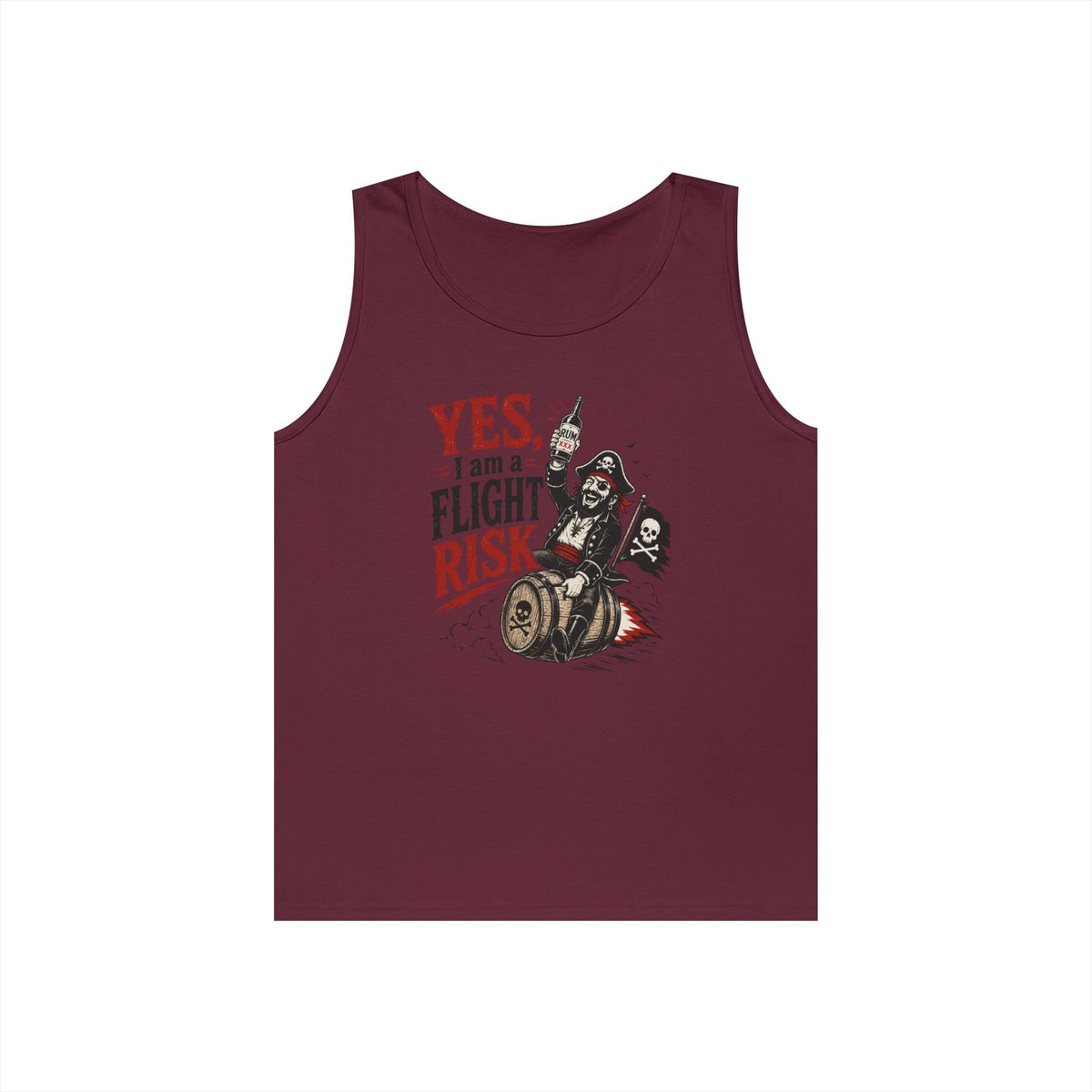 Yes I Am A Flight Risk Skull Rider Tank Top | Biker Skull Barrel Design Tank Top