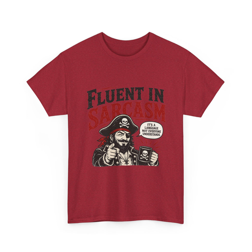 Fluent in Sarcasm Pirate Tee | Funny Pirate Skull Illustration, Sarcastic Quote Tee Shirt