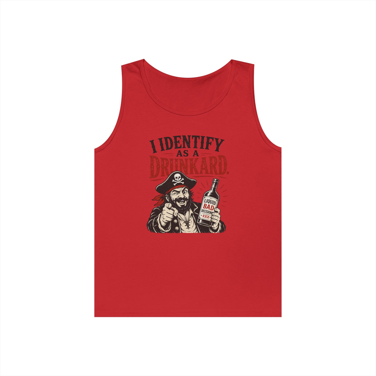 I Identify As A Drunkard Tank Top | Pirate Illustration, Funny Bar Tank Top