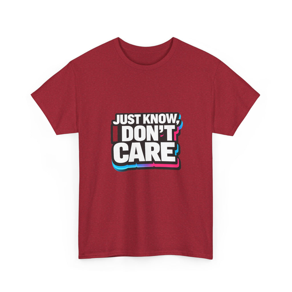 Just Know I Don't Care T-Shirt | Text Graphic Tee, Attitude Statement