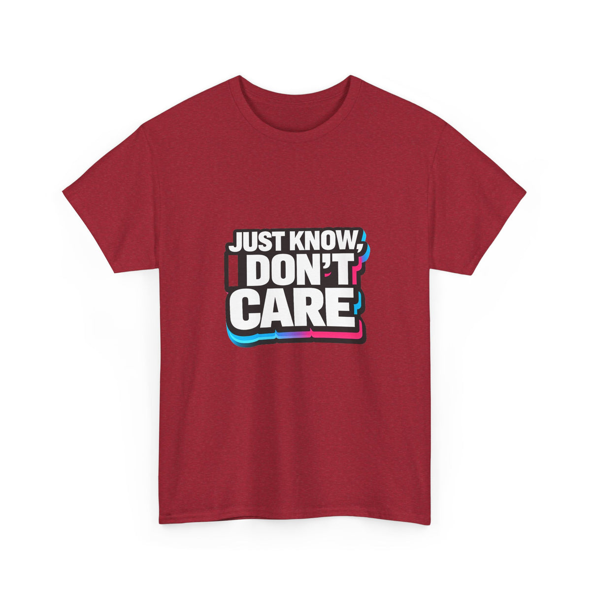 Just Know I Don't Care T-Shirt | Text Graphic Tee, Attitude Statement
