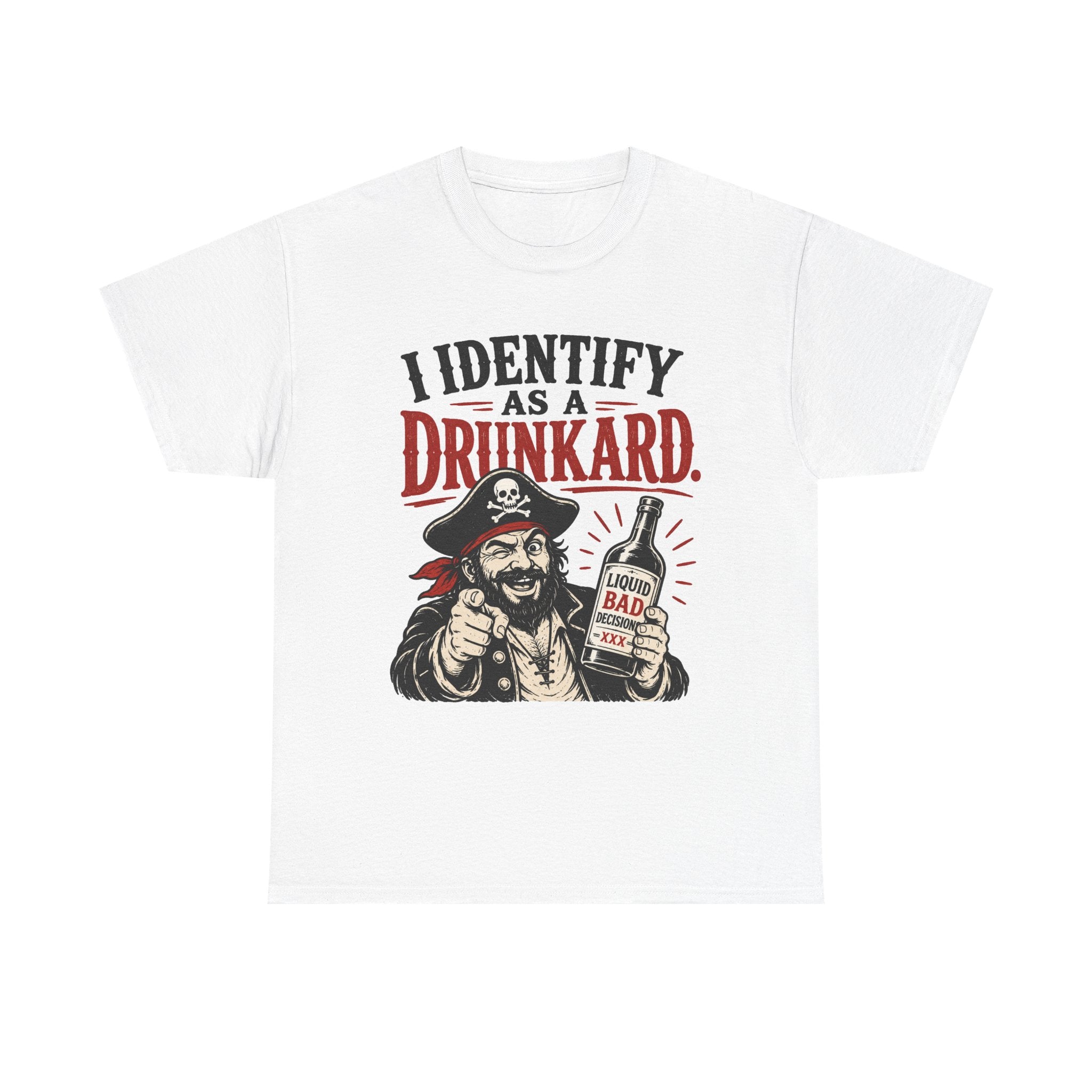 I Identify As A Drunkard Pirate T-Shirt | Funny Drinking Design Tee Shirt