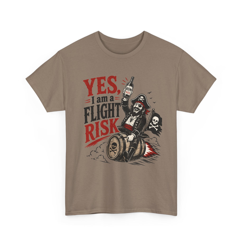 Yes I Am A Flight Risk tee Shirt | Skull Pirate on Barrel, Rebel Biker Tee Shirt