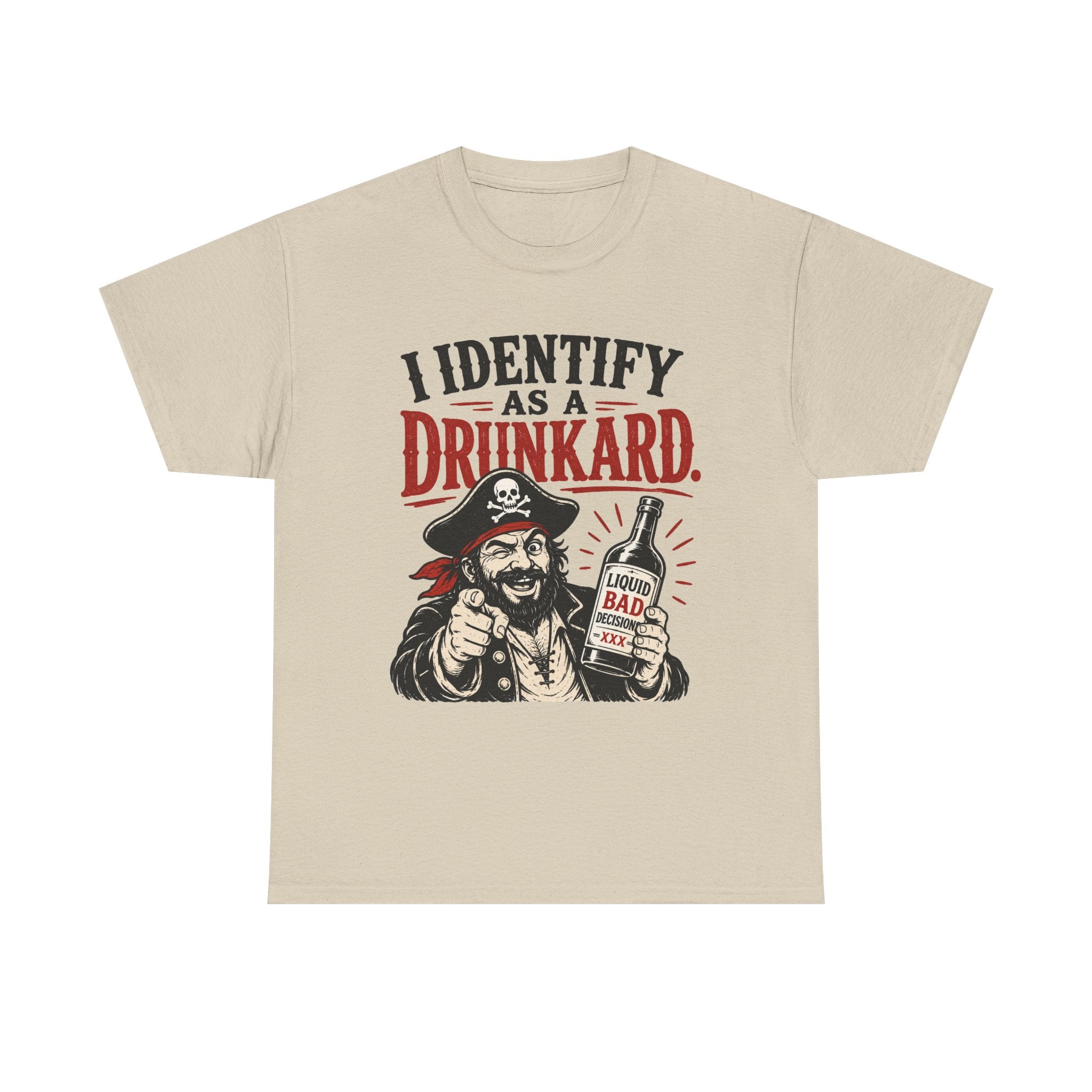 I Identify As A Drunkard Pirate T-Shirt | Funny Drinking Design Tee Shirt