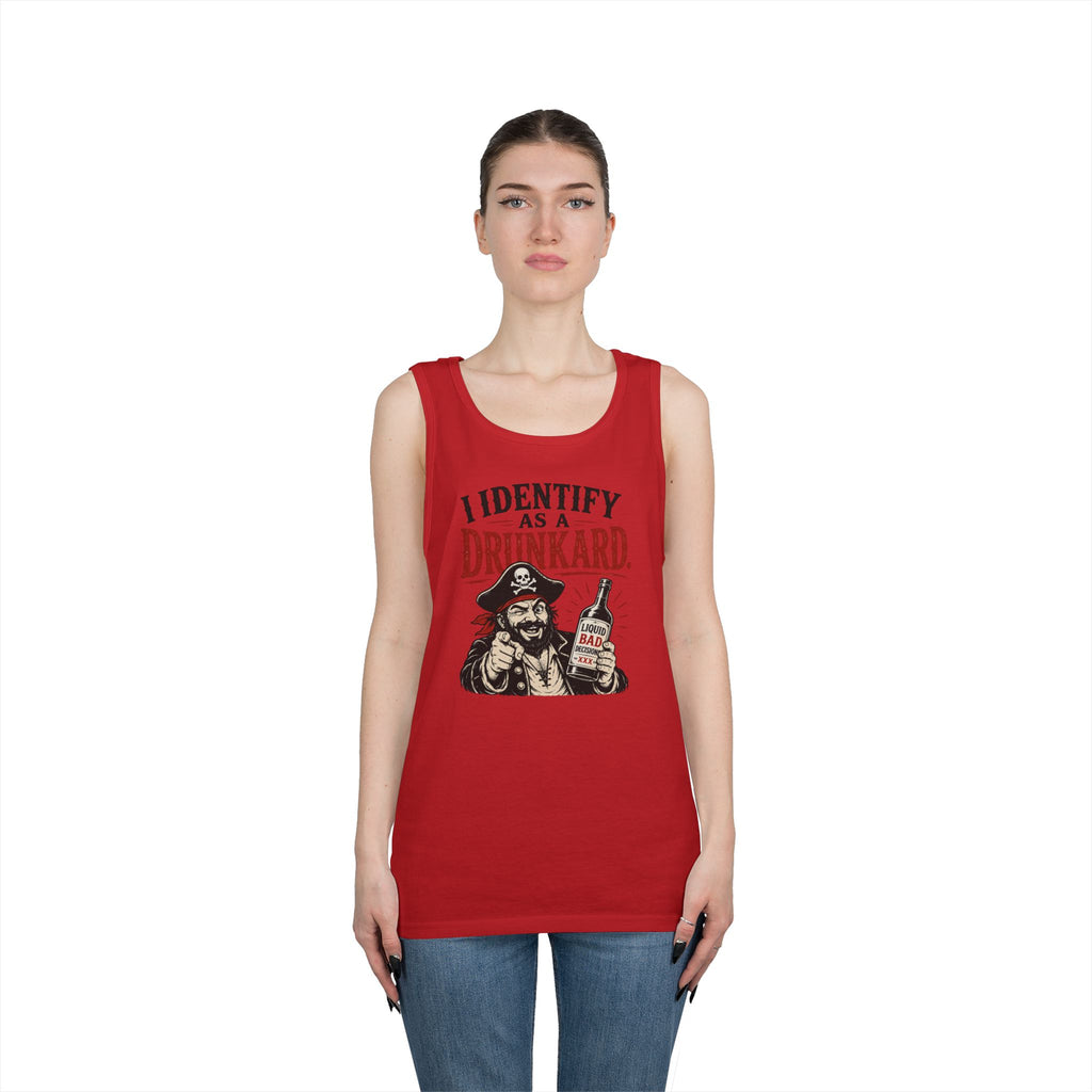 I Identify As A Drunkard Tank Top | Pirate Illustration, Funny Bar Tank Top