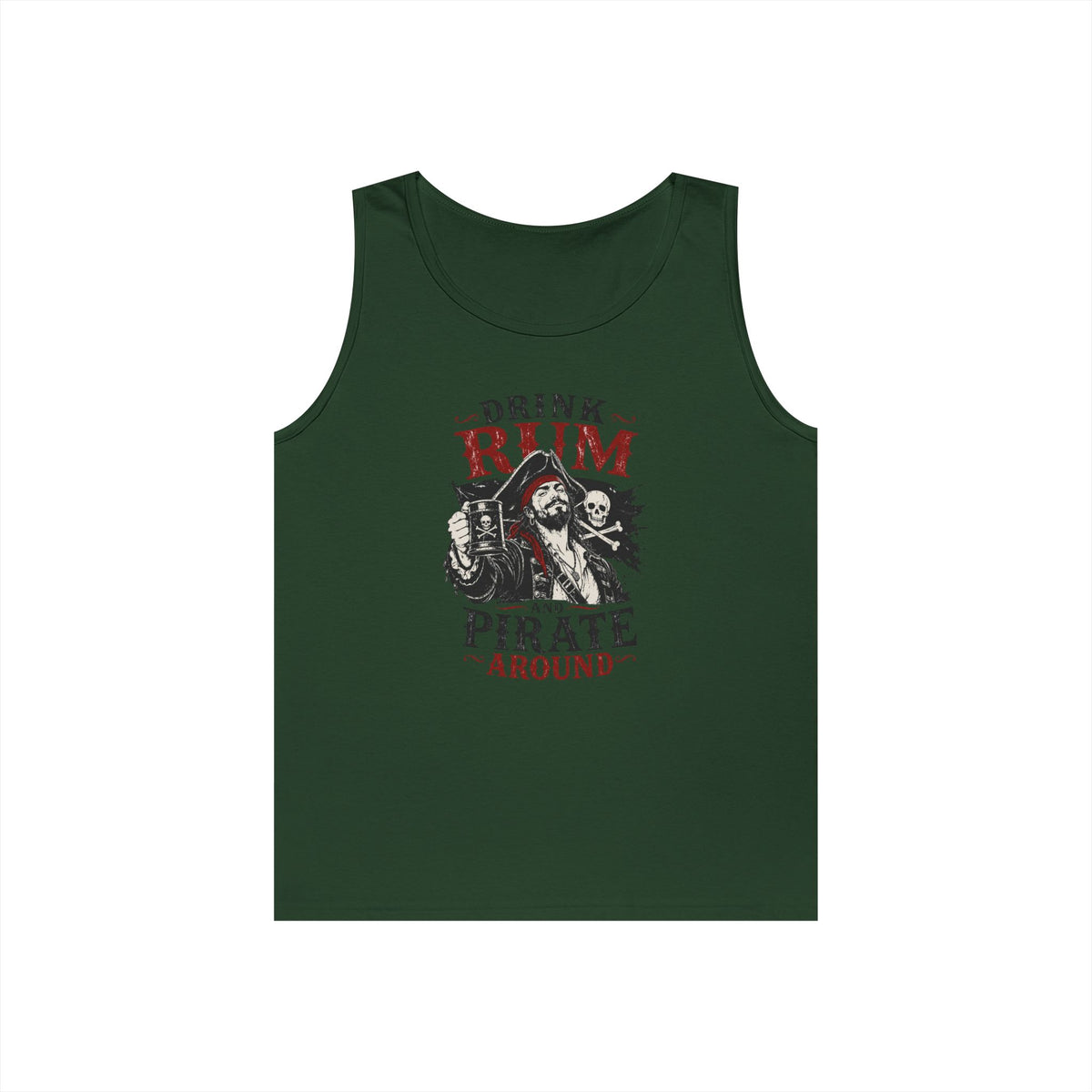 Drink Rum and Pirate Around Tank Top | Pirate Skull Rum Graphic Tank Top
