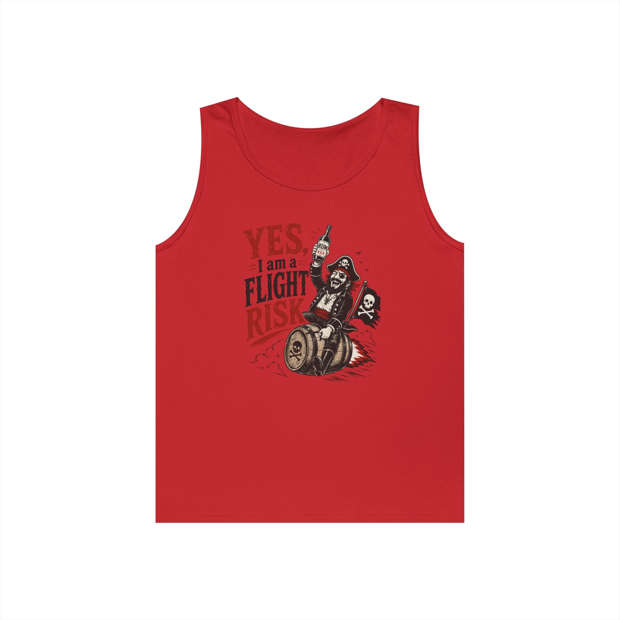 Yes I Am A Flight Risk Skull Rider Tank Top | Biker Skull Barrel Design Tank Top