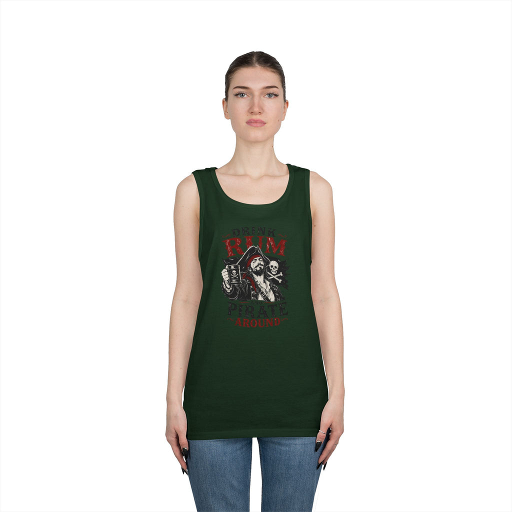 Drink Rum and Pirate Around Tank Top | Pirate Skull Rum Graphic Tank Top