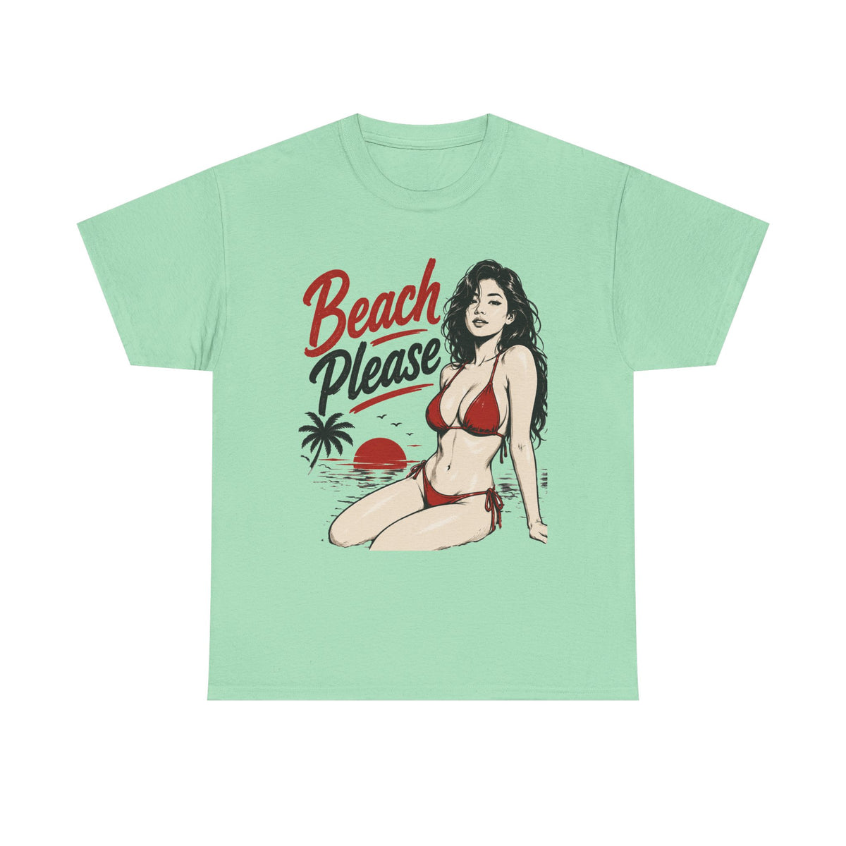 Beach Please bikini pinup Tee | Retro pin-up girl Tee Shirt