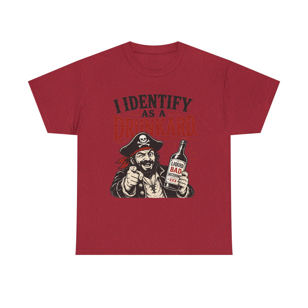 I Identify As A Drunkard Pirate T-Shirt | Funny Drinking Design Tee Shirt