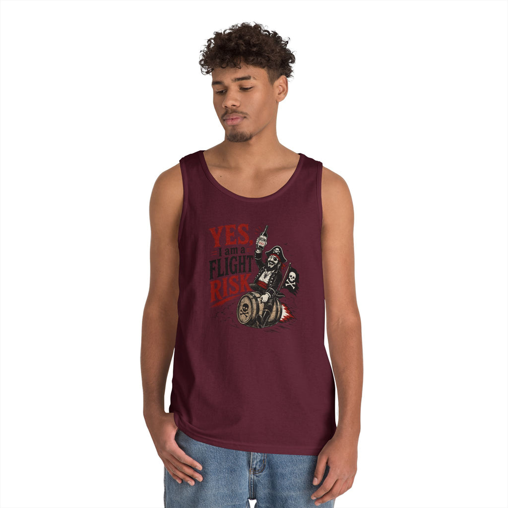 Yes I Am A Flight Risk Skull Rider Tank Top | Biker Skull Barrel Design Tank Top