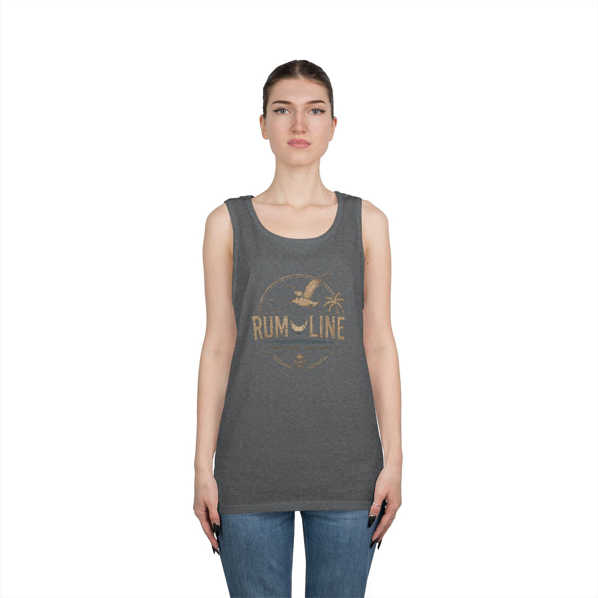 Rum-Line unoffical Beach Tank Top — Vintage Seagull & Palm Island Graphic