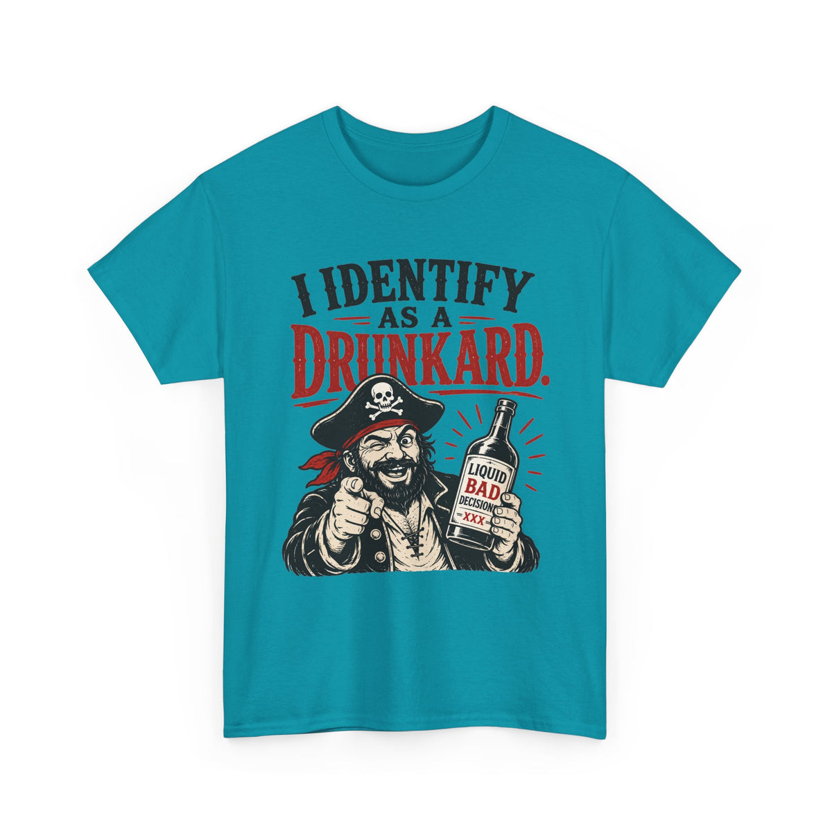 I Identify As A Drunkard Pirate T-Shirt | Funny Drinking Design Tee Shirt