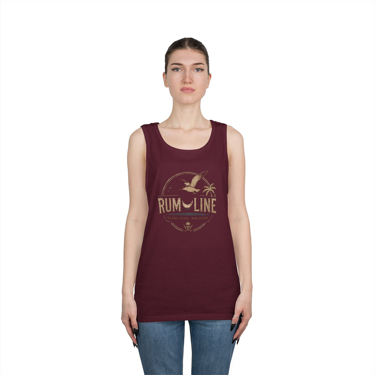 Rum-Line unoffical Beach Tank Top — Vintage Seagull & Palm Island Graphic