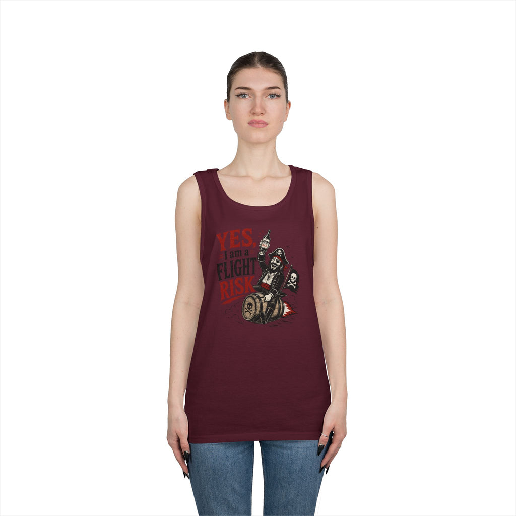 Yes I Am A Flight Risk Skull Rider Tank Top | Biker Skull Barrel Design Tank Top