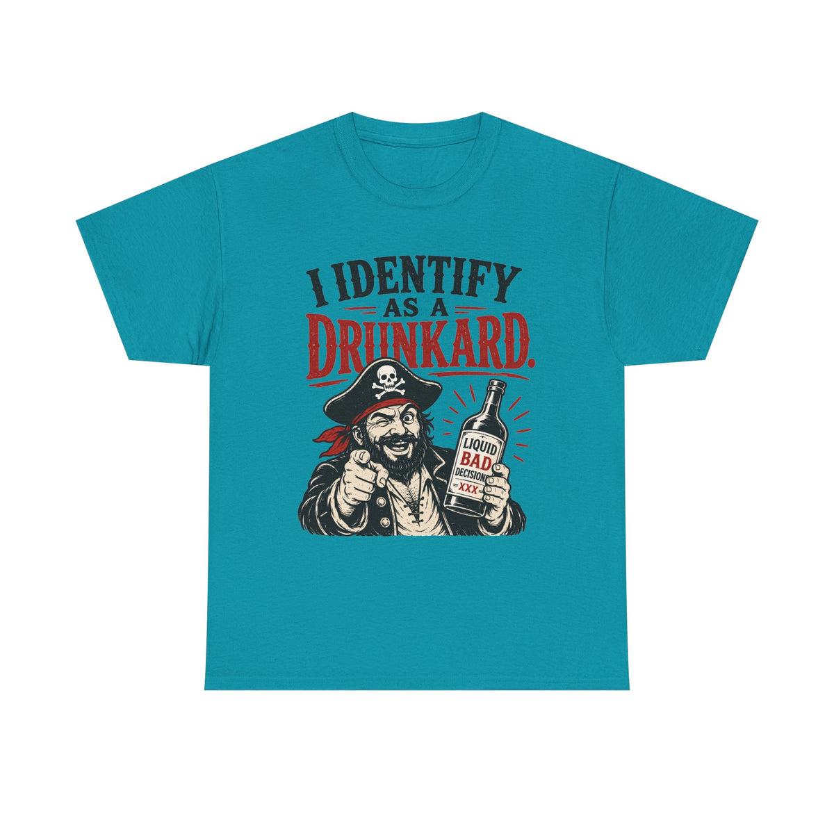 I Identify As A Drunkard Pirate T-Shirt | Funny Drinking Design Tee Shirt