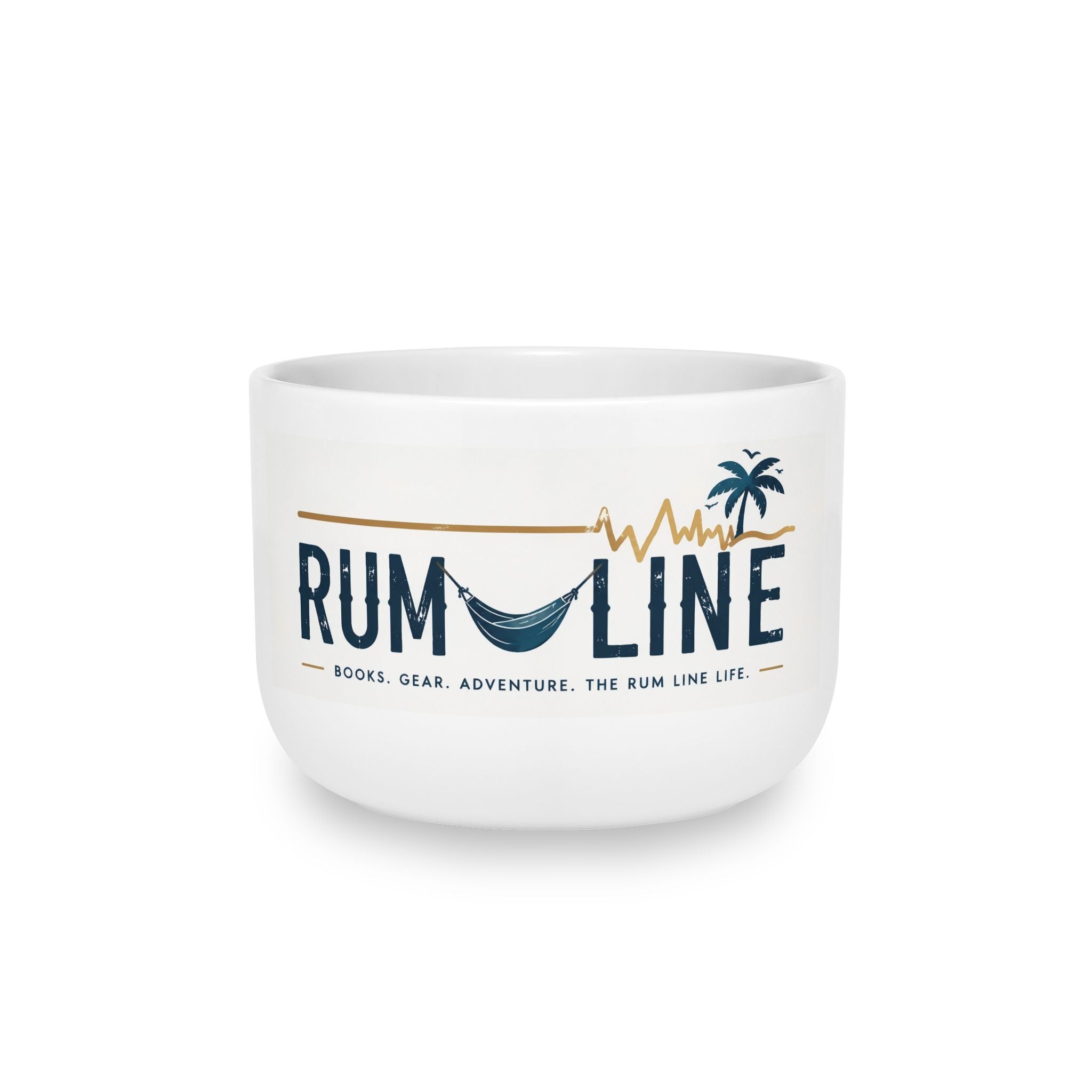 Rum Line 25oz Ceramic Latte Mug — Tropical Palm & Hammock Coffee Cup