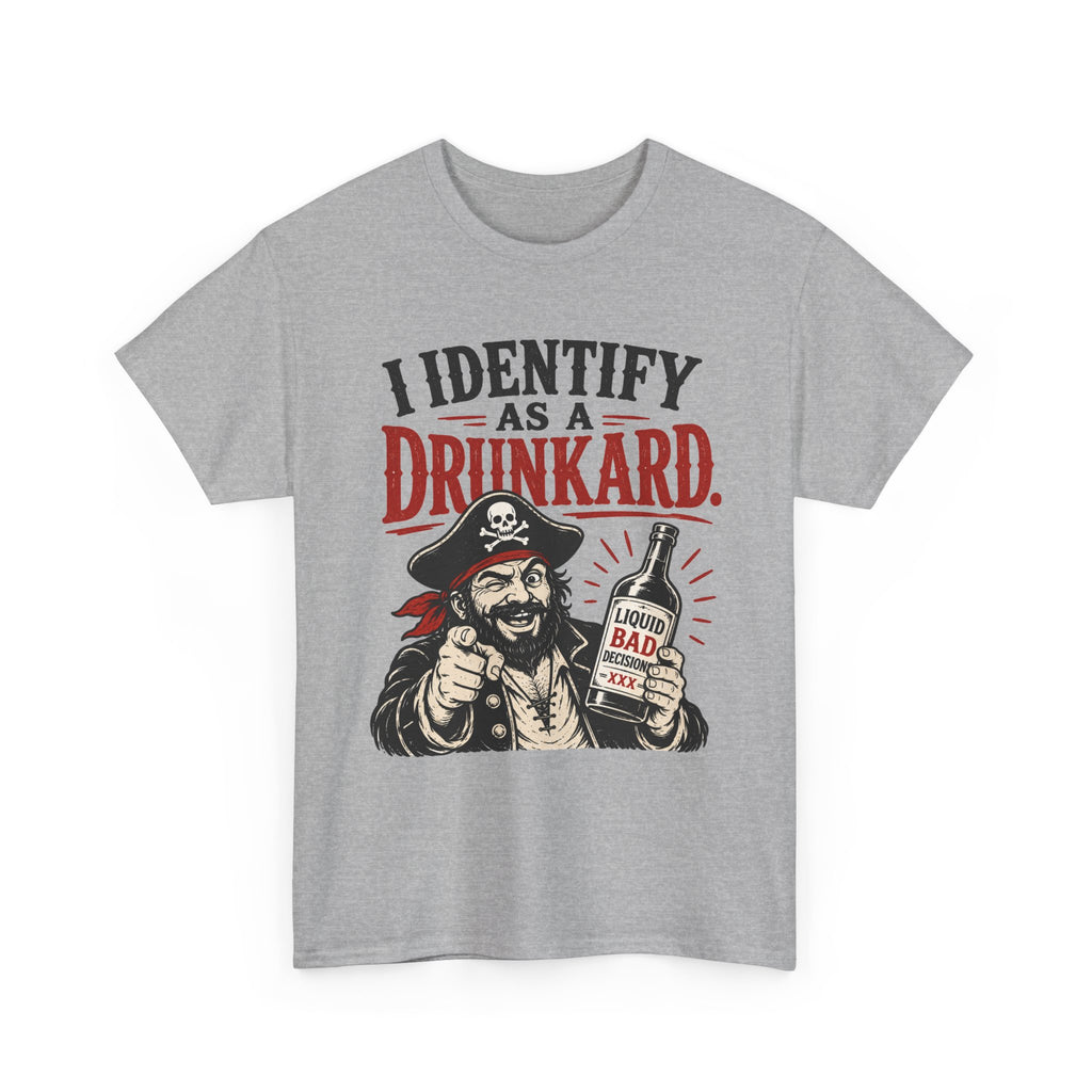I Identify As A Drunkard Pirate T-Shirt | Funny Drinking Design Tee Shirt