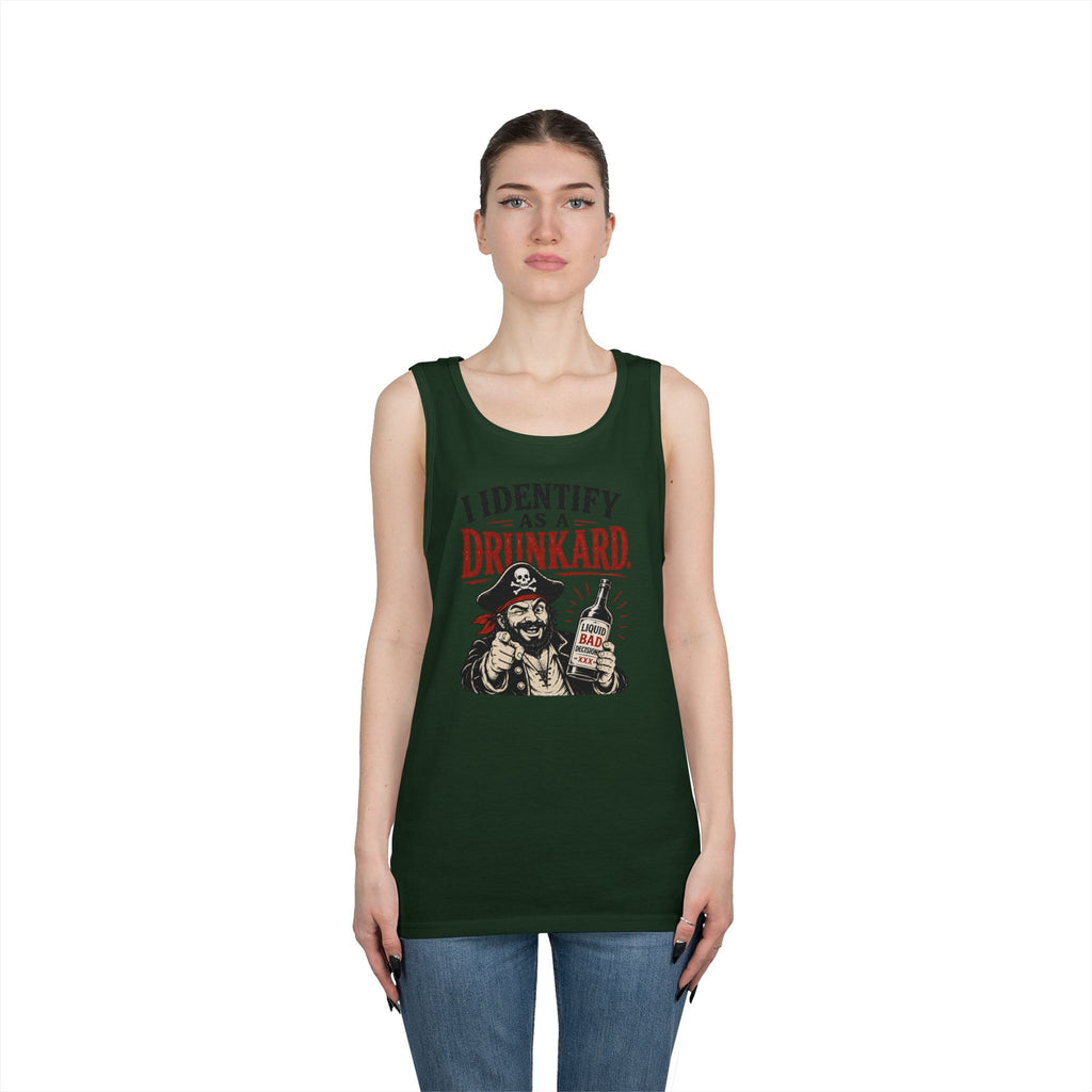 I Identify As A Drunkard Tank Top | Pirate Illustration, Funny Bar Tank Top