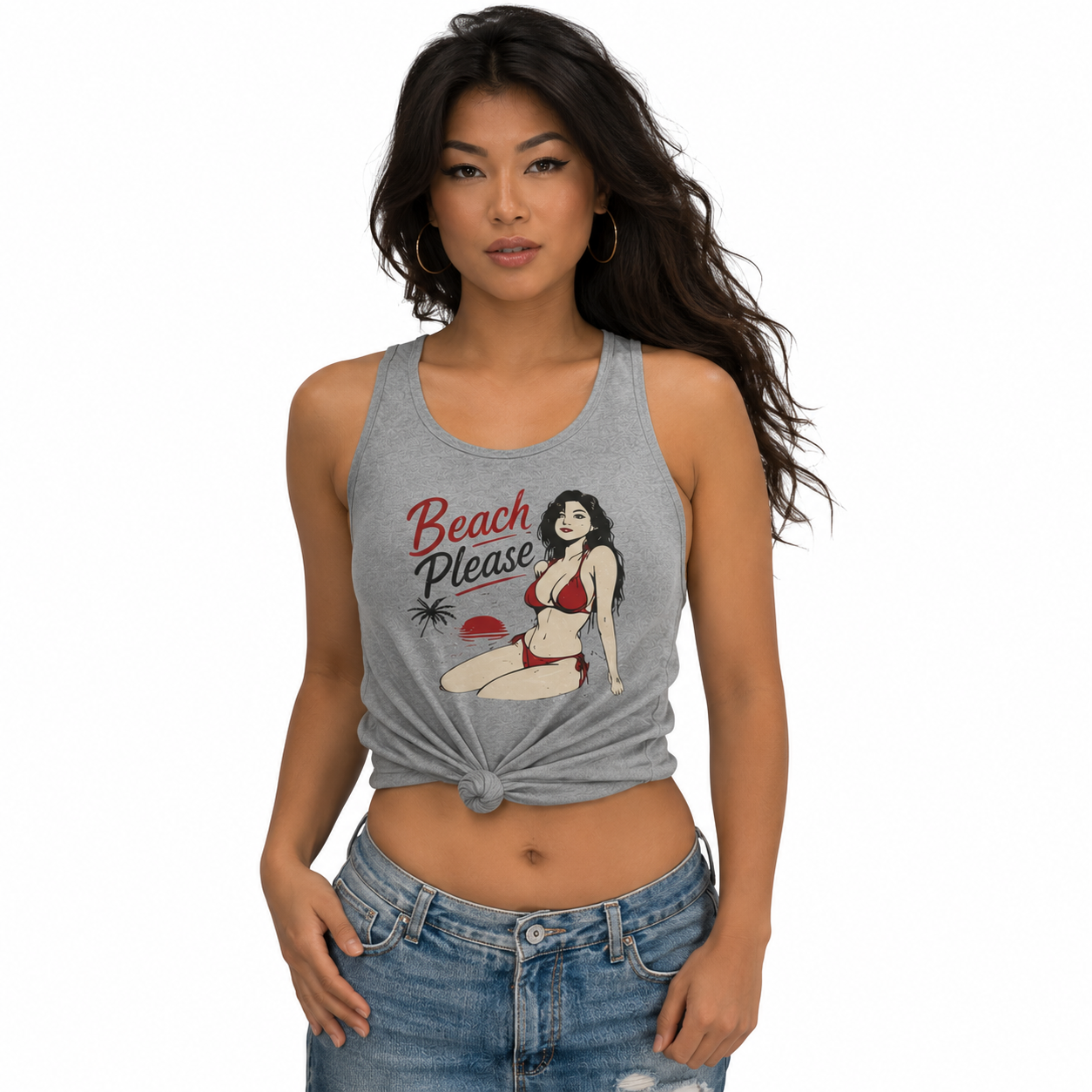 Beach Please Bikini Girl Tank Top | Retro pinup tank top