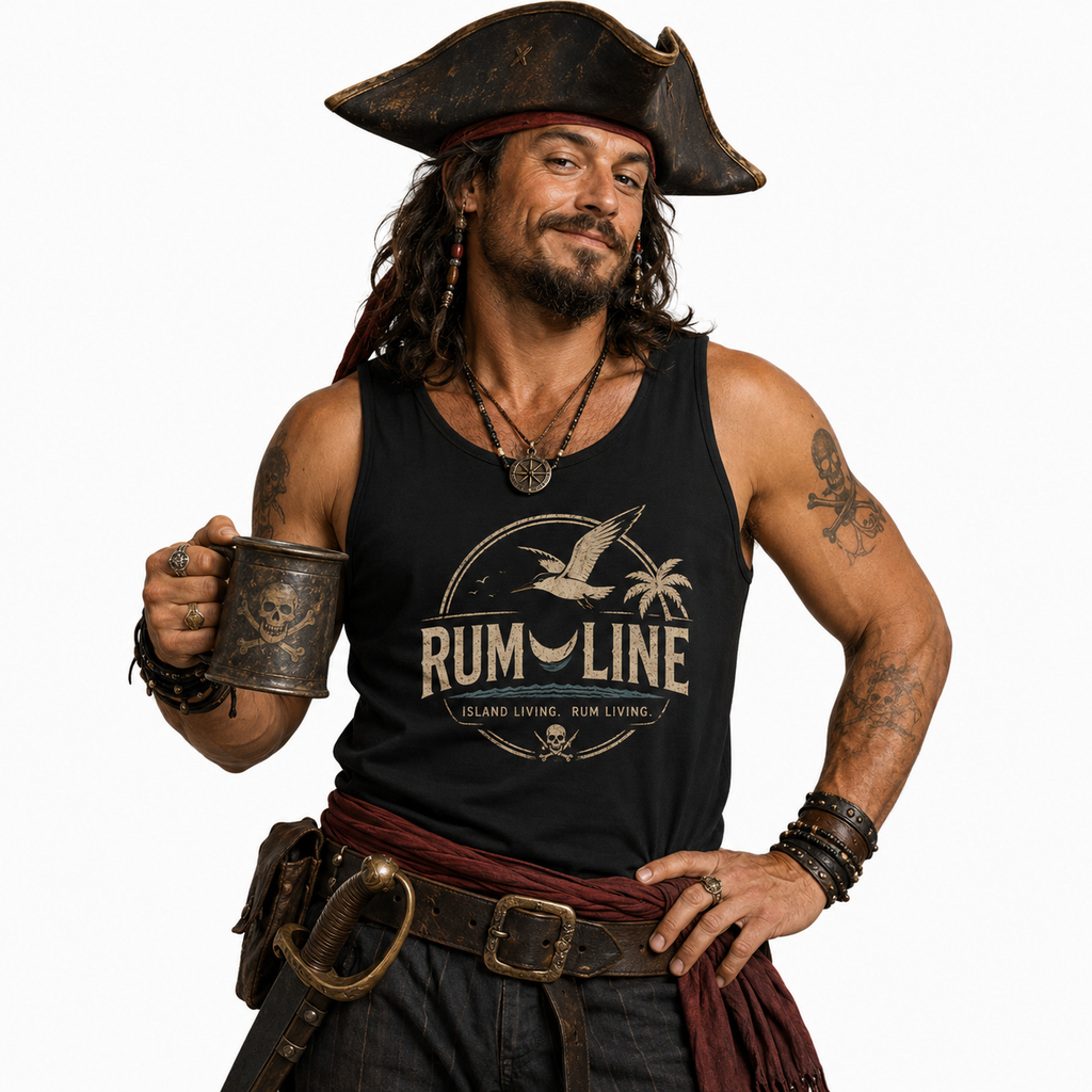 Rum Line UNoffical Beach Tank Top — Vintage Seagull & Palm Island Graphic
