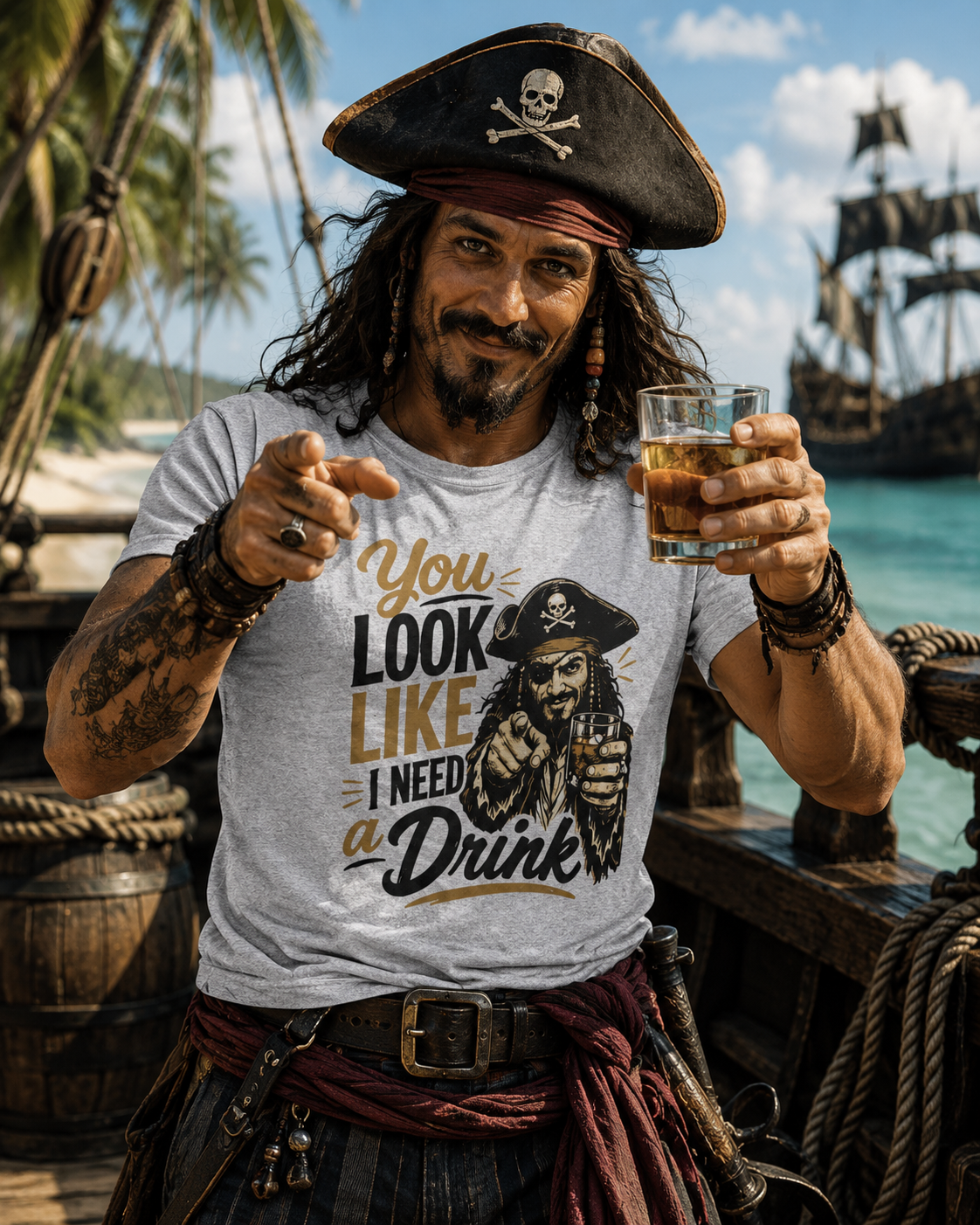 You Look Like I Need a Drink Pirate Tee | Funny Pirate Shirt