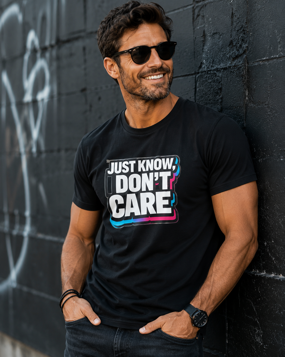 Just Know I Don't Care T-Shirt | Text Graphic Tee, Attitude Statement