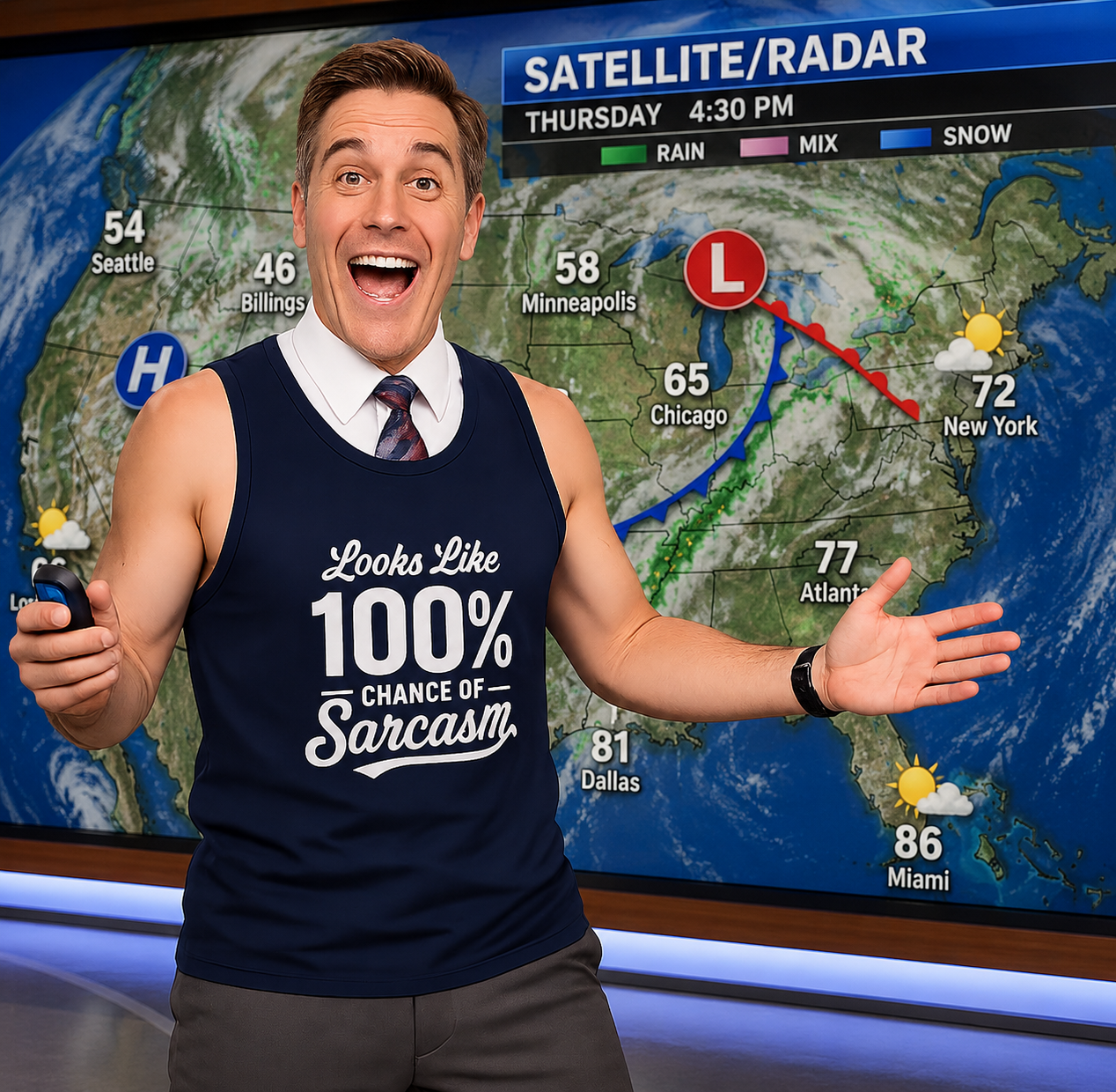 100% Chance of Sarcasm Tank Top | Sarcastic Typography Tank Top