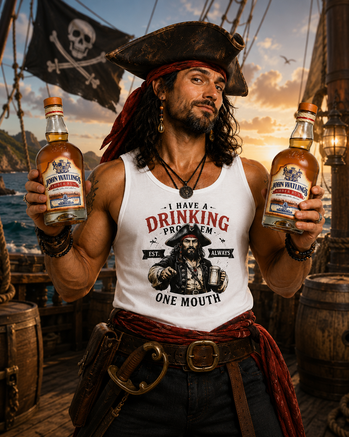 I Have a Drinking Problem Two Hands One Mouth Tank Top | Funny Bar Drinking Tank Top