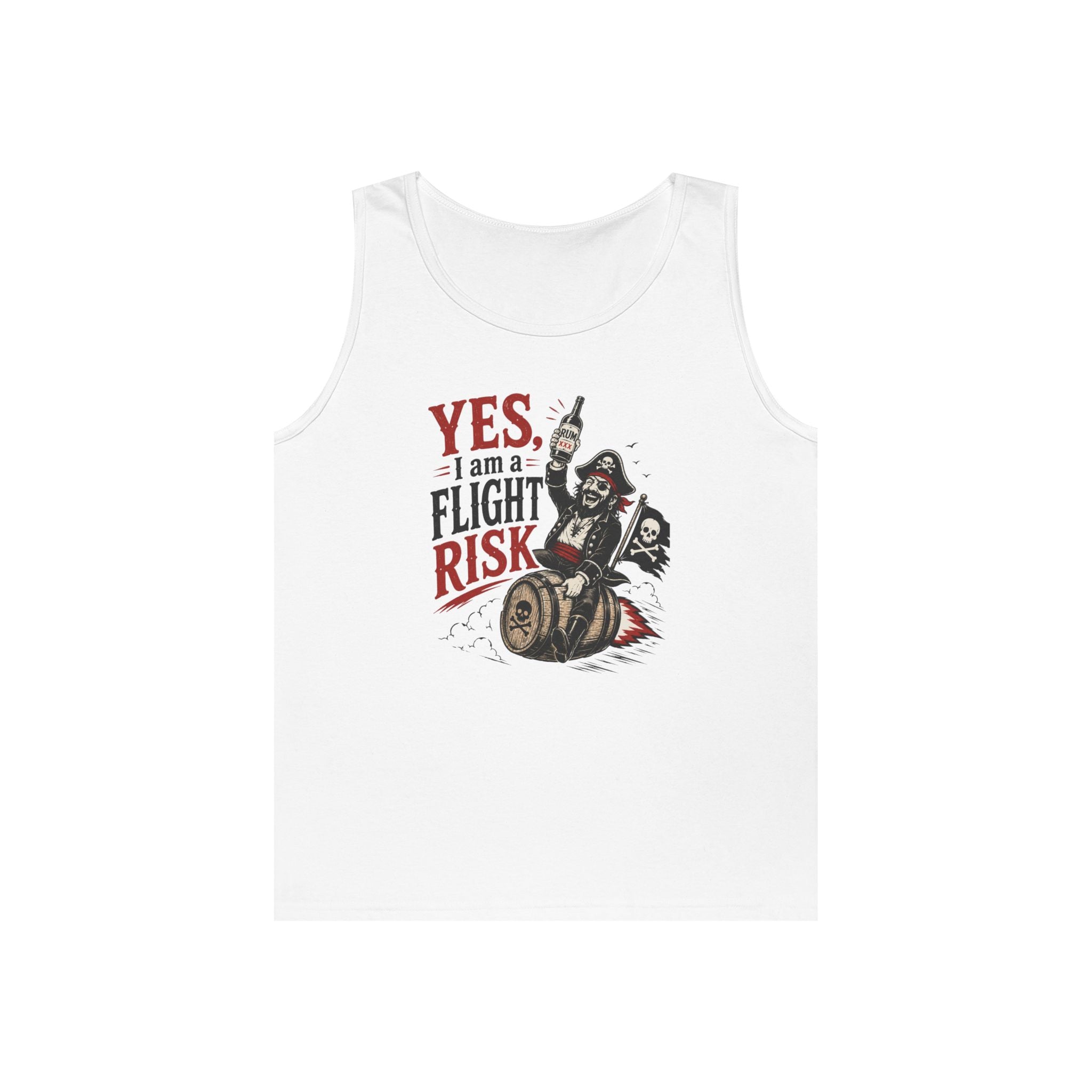 Yes I Am A Flight Risk Skull Rider Tank Top | Biker Skull Barrel Design Tank Top