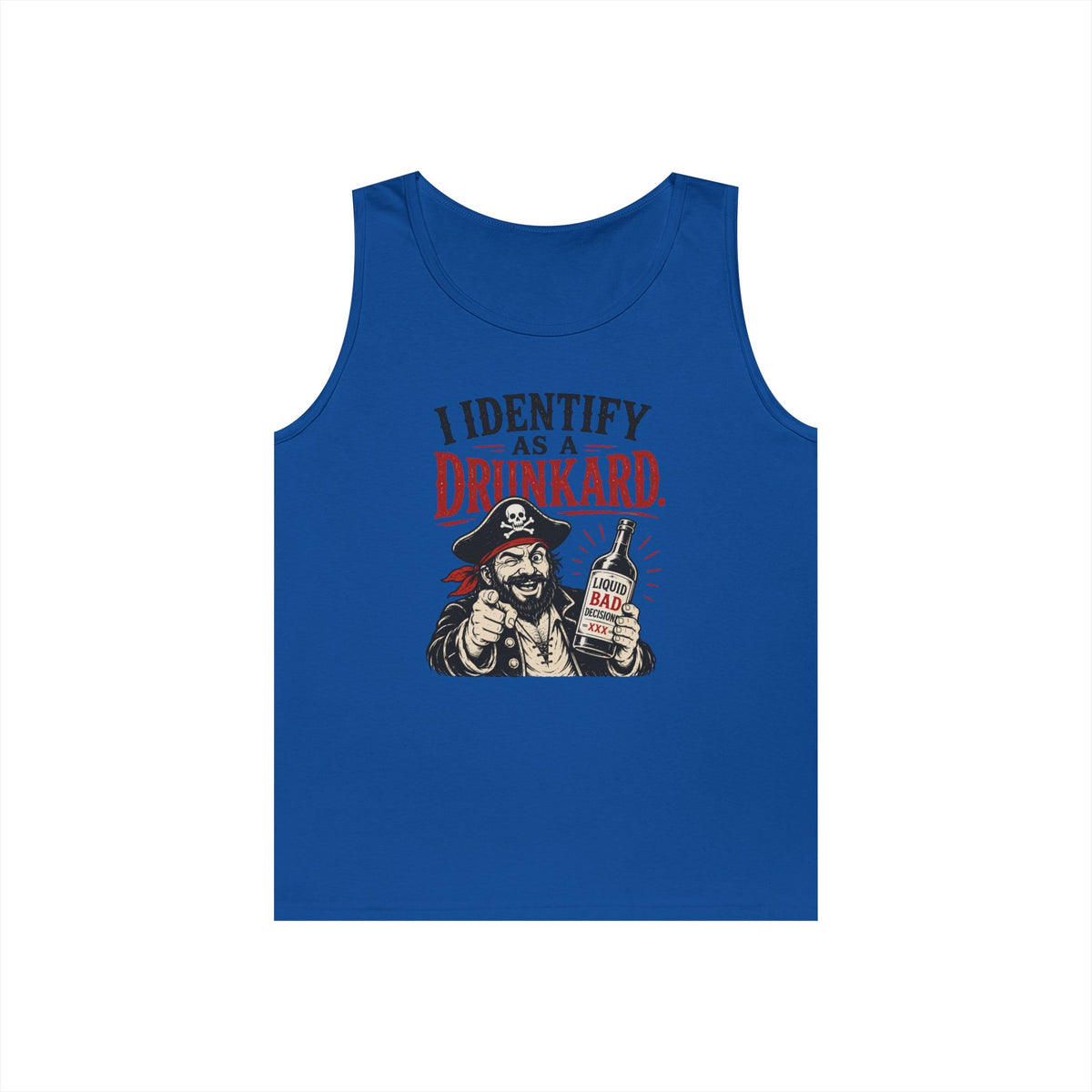I Identify As A Drunkard Tank Top | Pirate Illustration, Funny Bar Tank Top