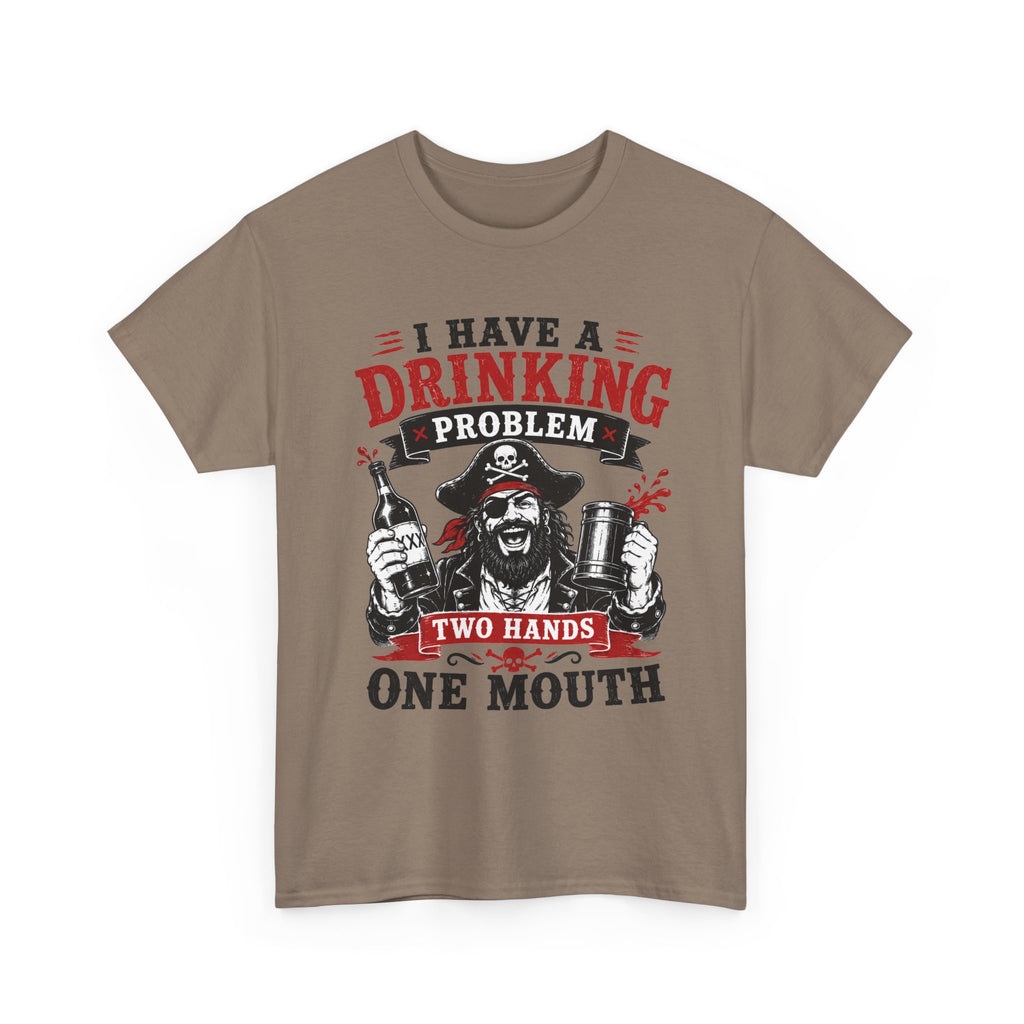 I Have a Drinking Problem skull pirate holding bottles T-Shirt | Funny Bar Drinking Tee Shirt