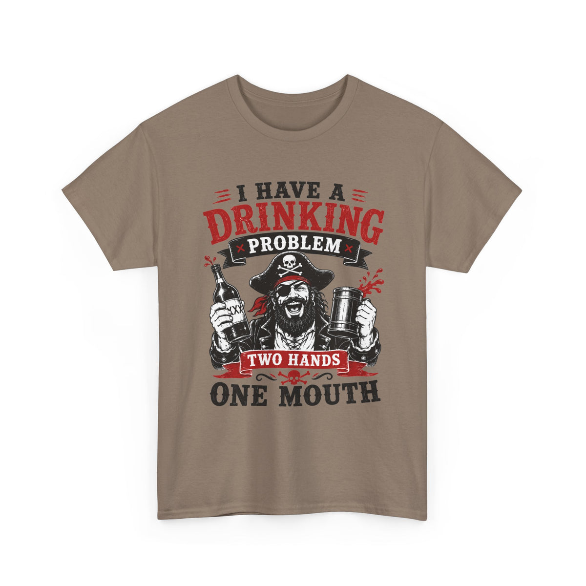 I Have a Drinking Problem skull pirate holding bottles T-Shirt | Funny Bar Drinking Tee Shirt