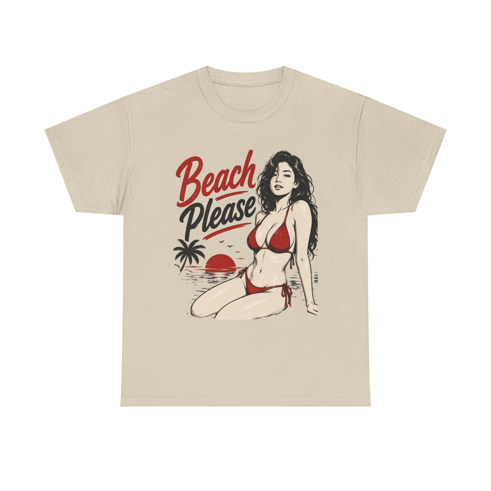 Beach Please bikini pinup Tee | Retro pin-up girl Tee Shirt