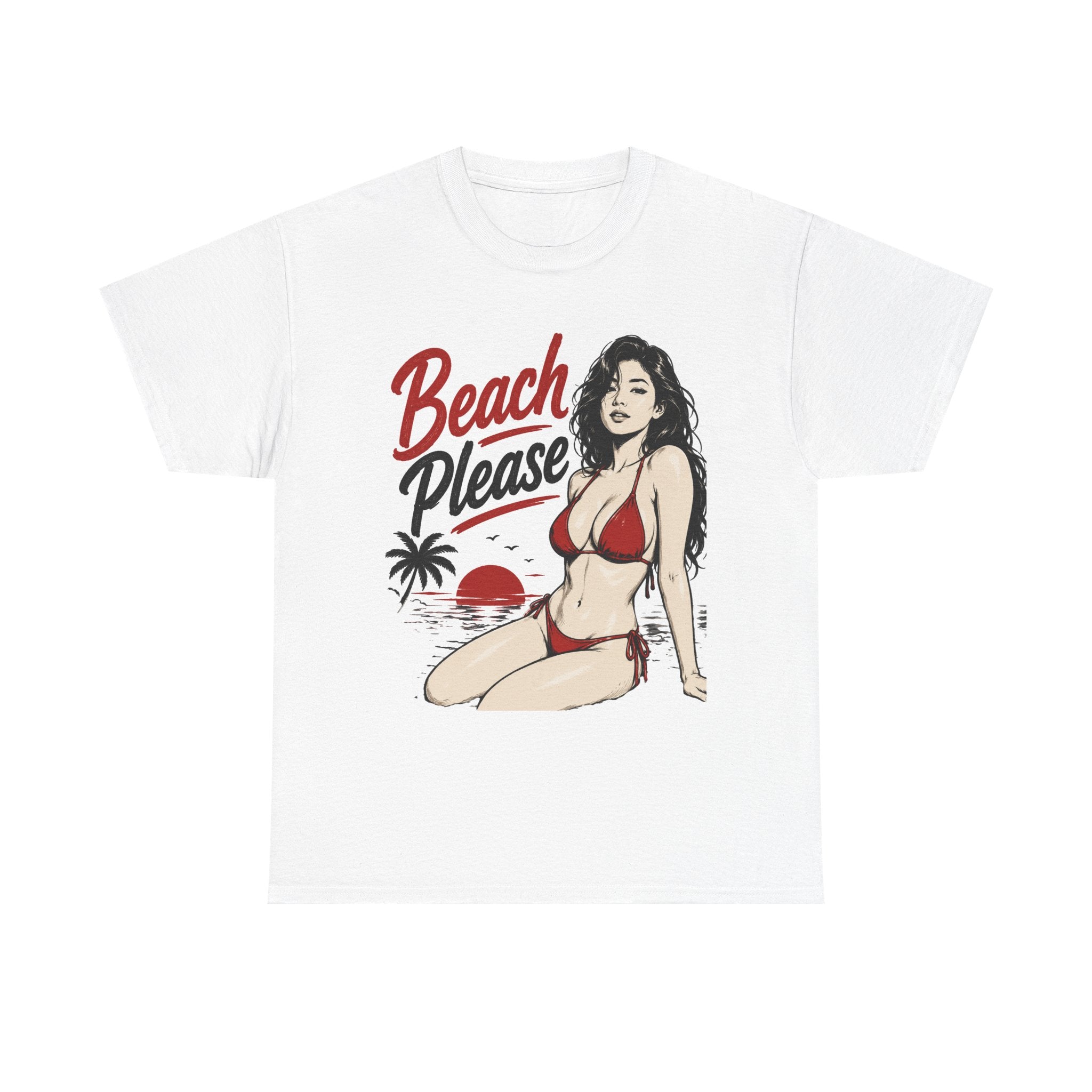 Beach Please bikini pinup Tee | Retro pin-up girl Tee Shirt