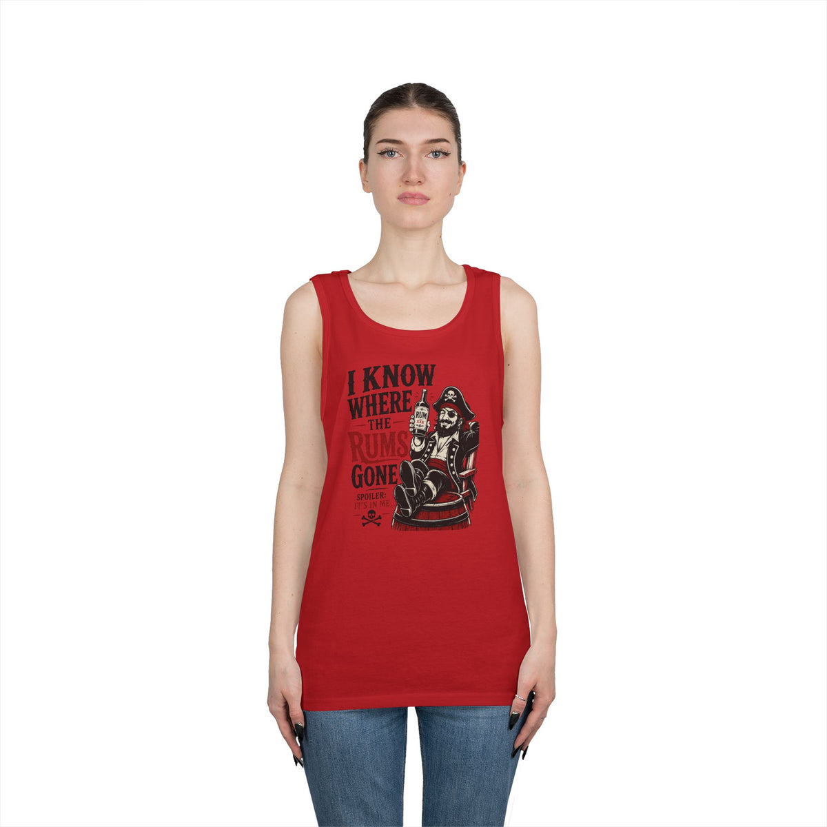I Know Where The Rum's Gone Pirate Skeleton Tank Top | Rum Funny Nautical Tank Top