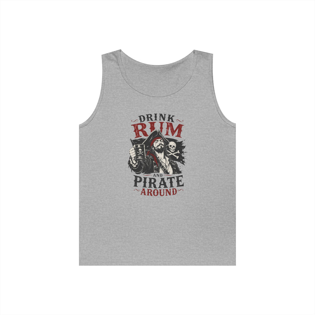 Drink Rum and Pirate Around Tank Top | Pirate Skull Rum Graphic Tank Top