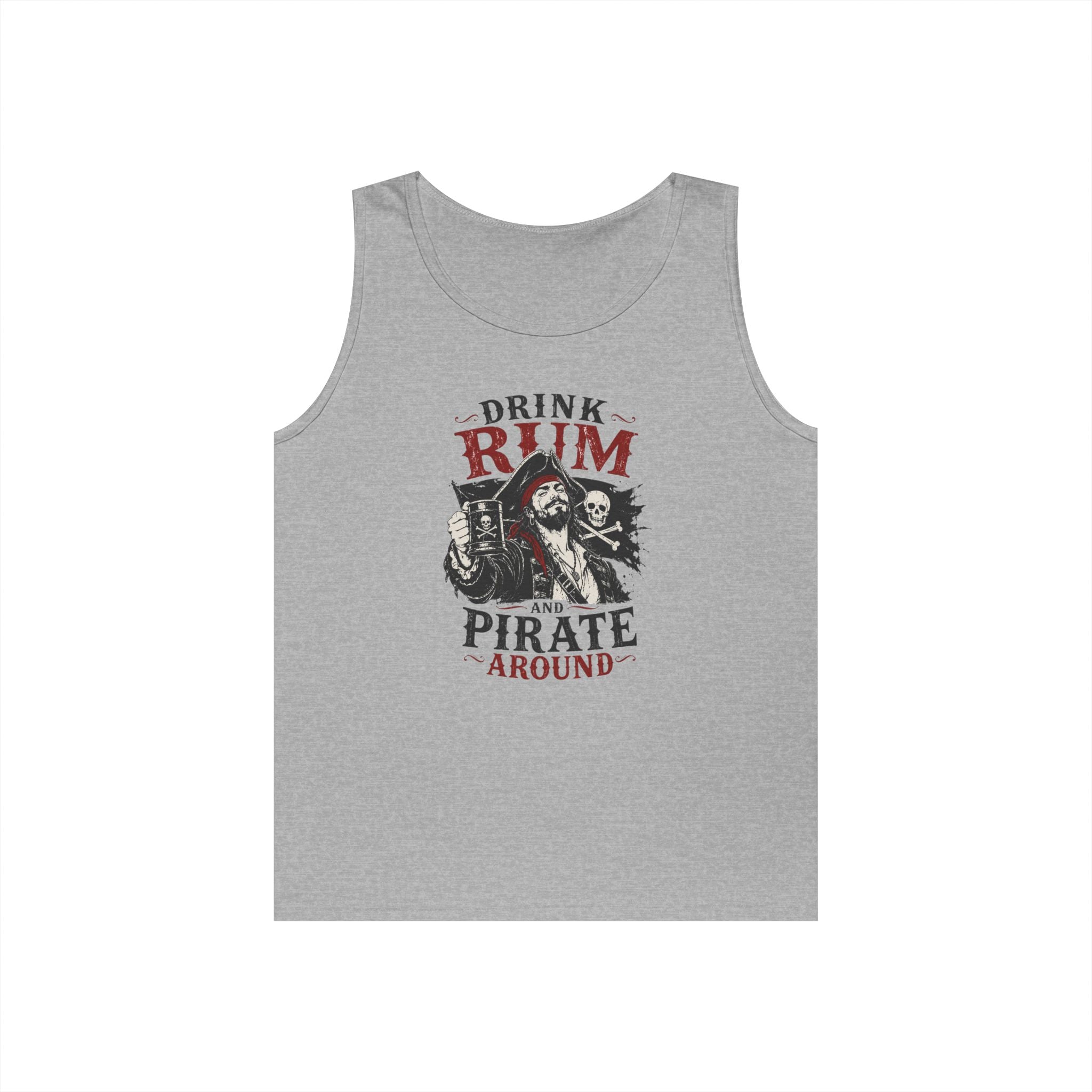 Drink Rum and Pirate Around Tank Top | Pirate Skull Rum Graphic Tank Top