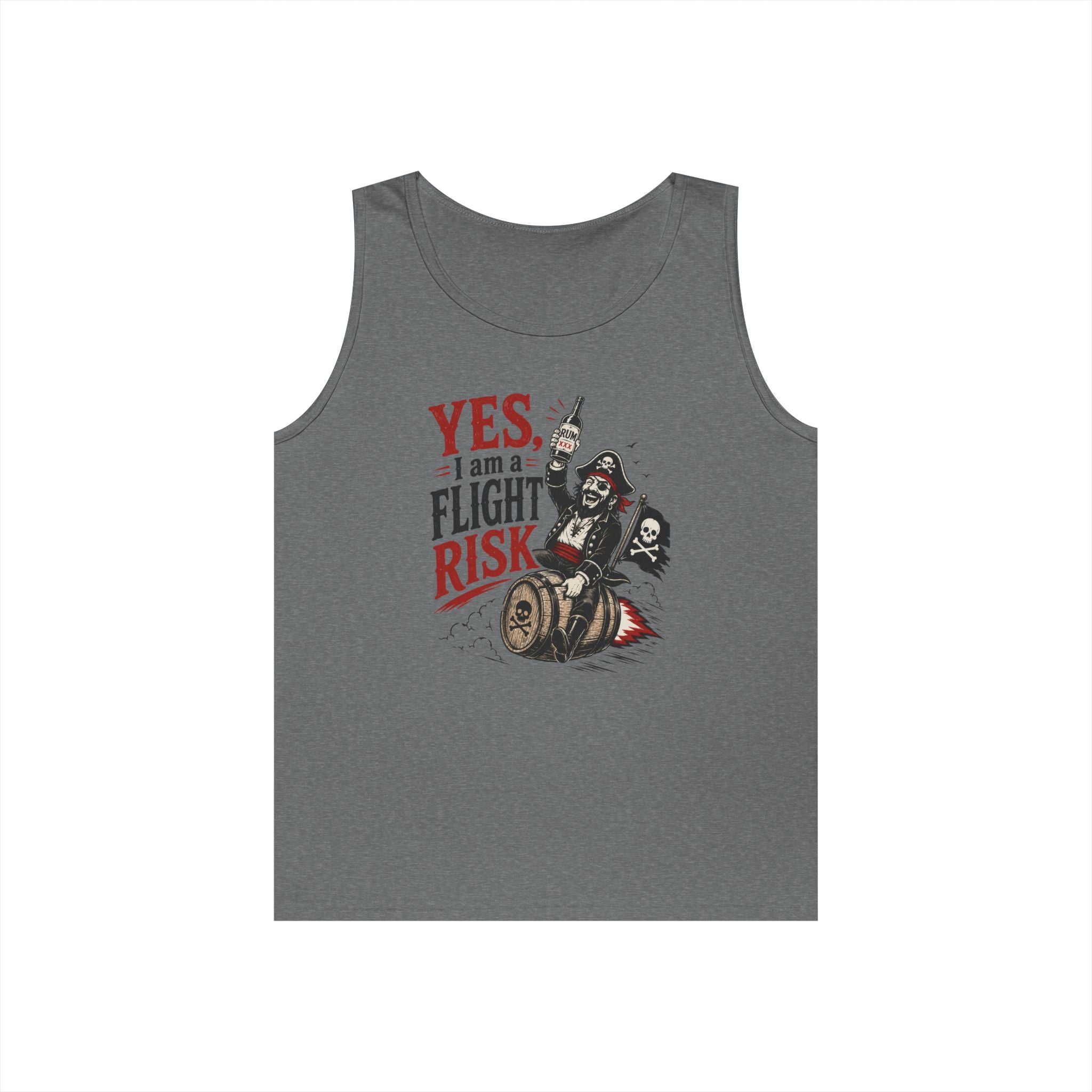 Yes I Am A Flight Risk Skull Rider Tank Top | Biker Skull Barrel Design Tank Top