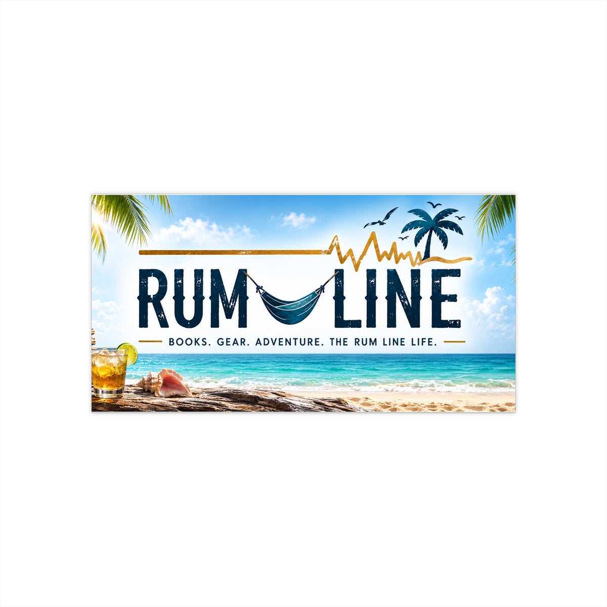 Rum Line Beach Sticker — 'Rum Line' Tropical Bumper Sticker