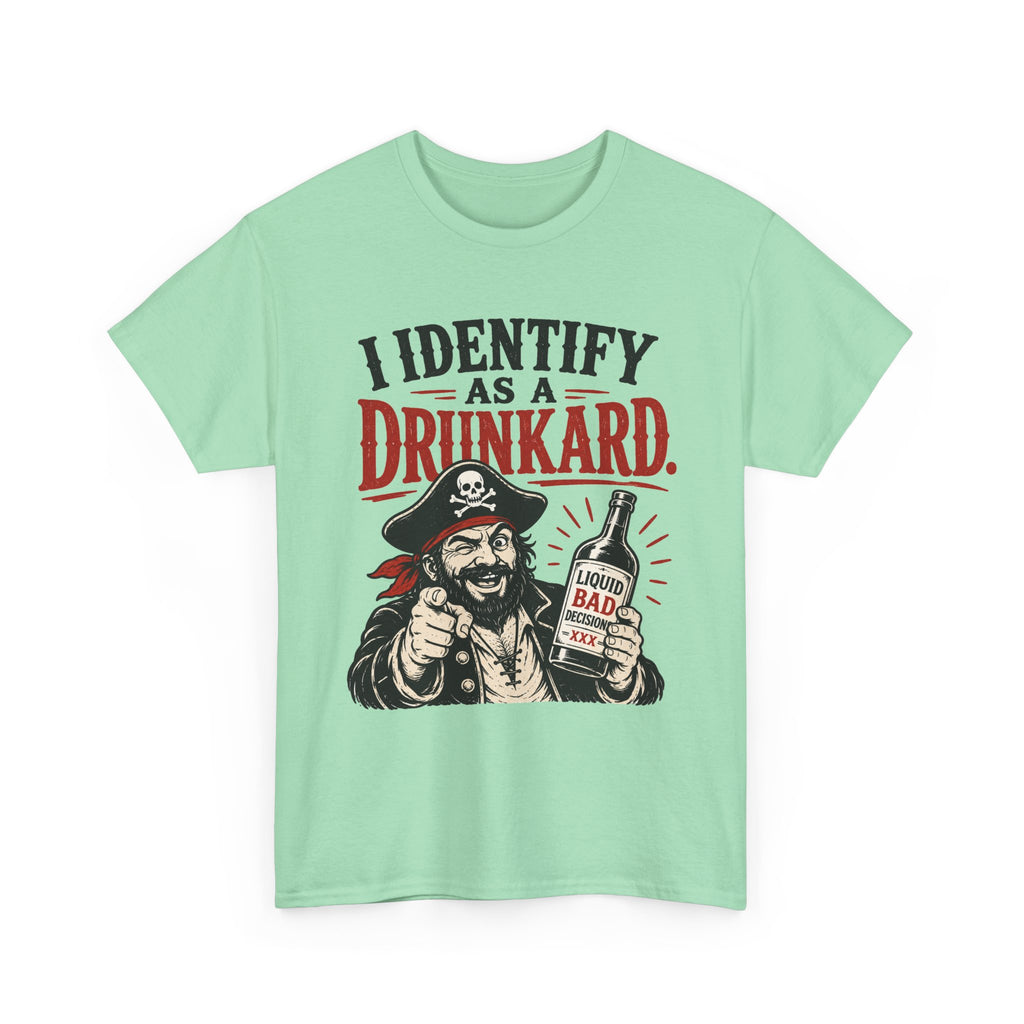 I Identify As A Drunkard Pirate T-Shirt | Funny Drinking Design Tee Shirt