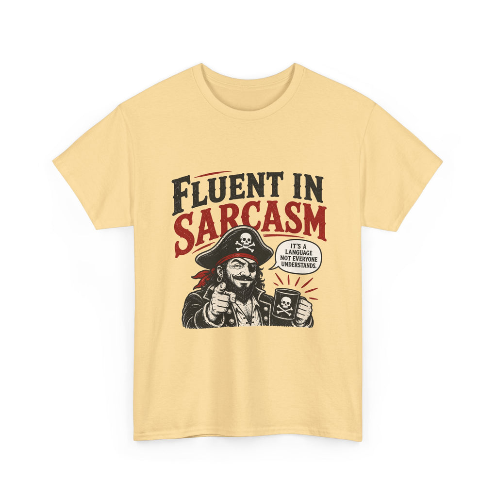 Fluent in Sarcasm Pirate Tee | Funny Pirate Skull Illustration, Sarcastic Quote Tee Shirt