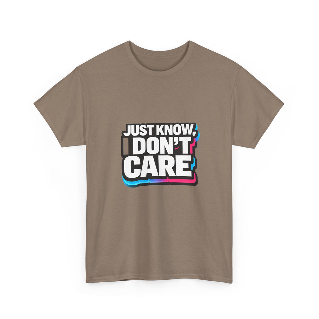 Just Know I Don't Care T-Shirt | Text Graphic Tee, Attitude Statement