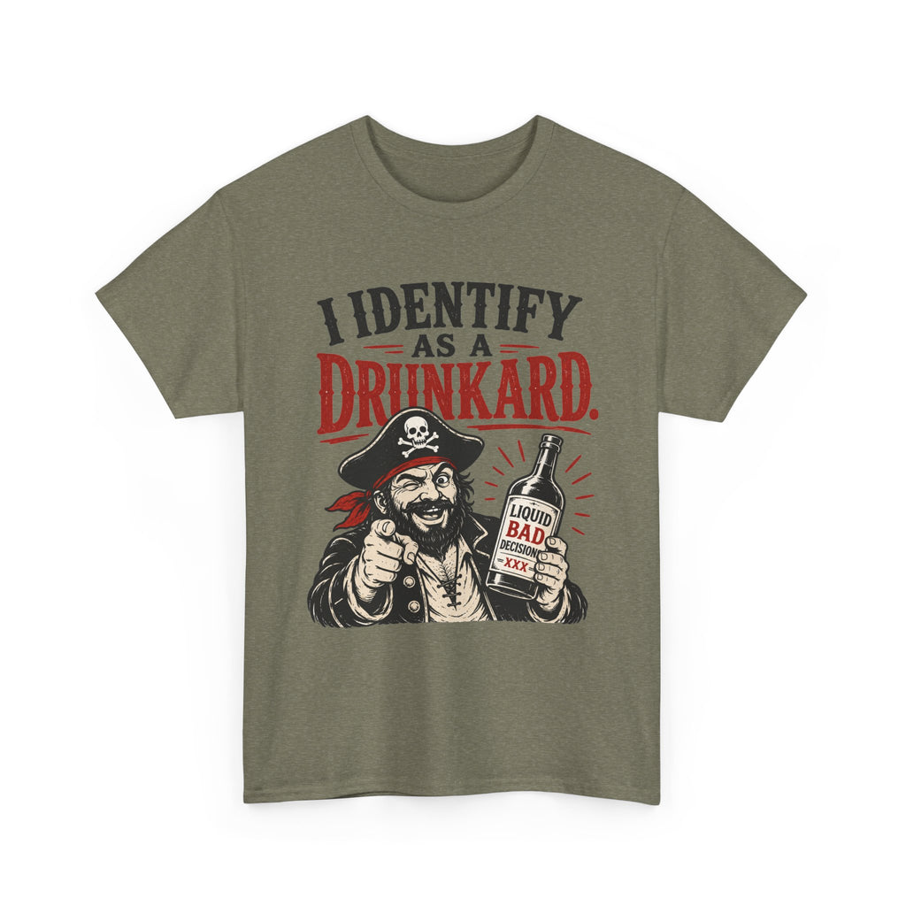I Identify As A Drunkard Pirate T-Shirt | Funny Drinking Design Tee Shirt