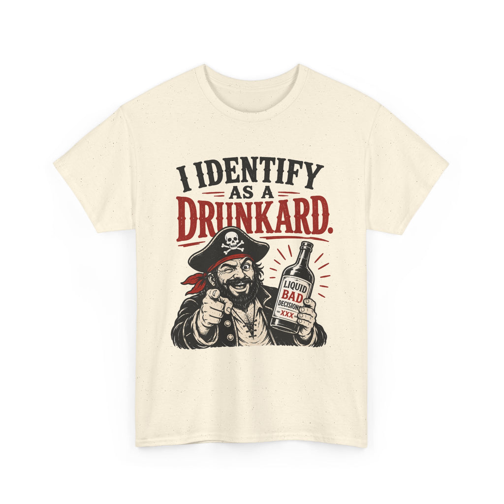 I Identify As A Drunkard Pirate T-Shirt | Funny Drinking Design Tee Shirt