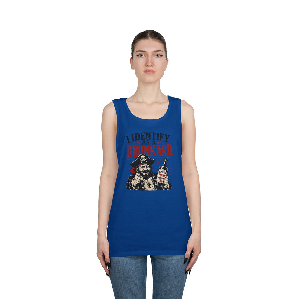 I Identify As A Drunkard Tank Top | Pirate Illustration, Funny Bar Tank Top