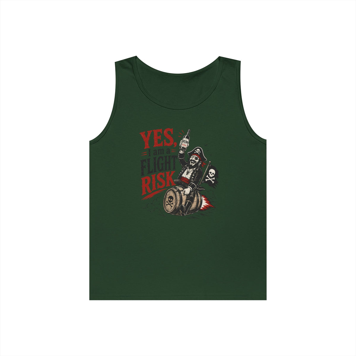 Yes I Am A Flight Risk Skull Rider Tank Top | Biker Skull Barrel Design Tank Top