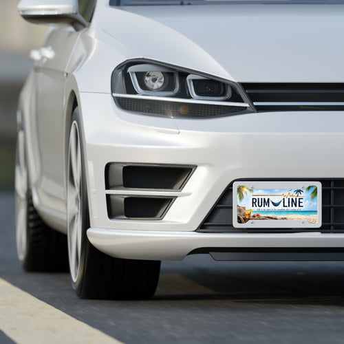 Beach “Rum-Line” License Plate – Tropical Palm & Cocktail Car Tag